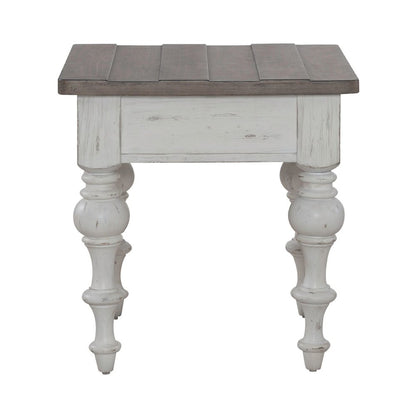 River Place Living Room End Table - Riverstone White & Tobacco