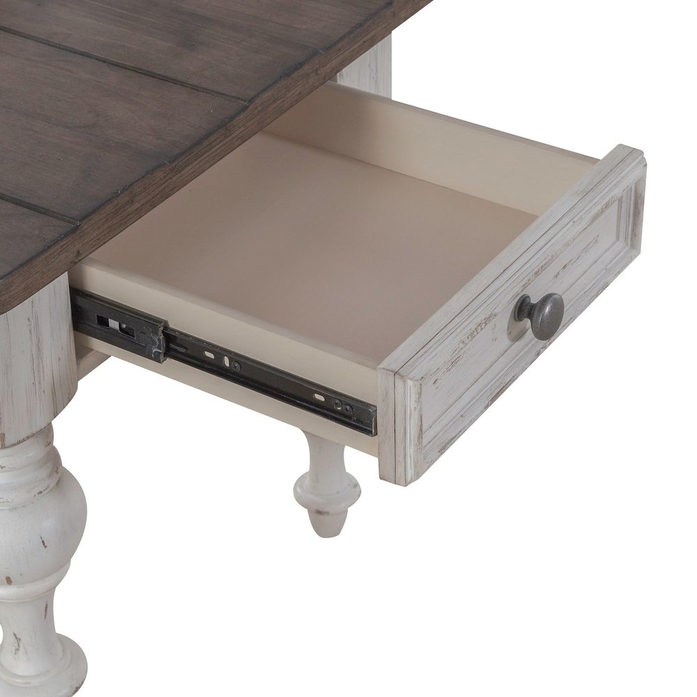 River Place Living Room End Table - Riverstone White & Tobacco