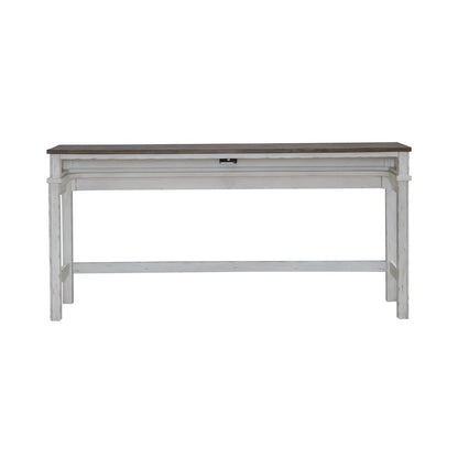 4 Piece Set - Console Bar Table, 3 Stools - Riverstone White & Tobacco