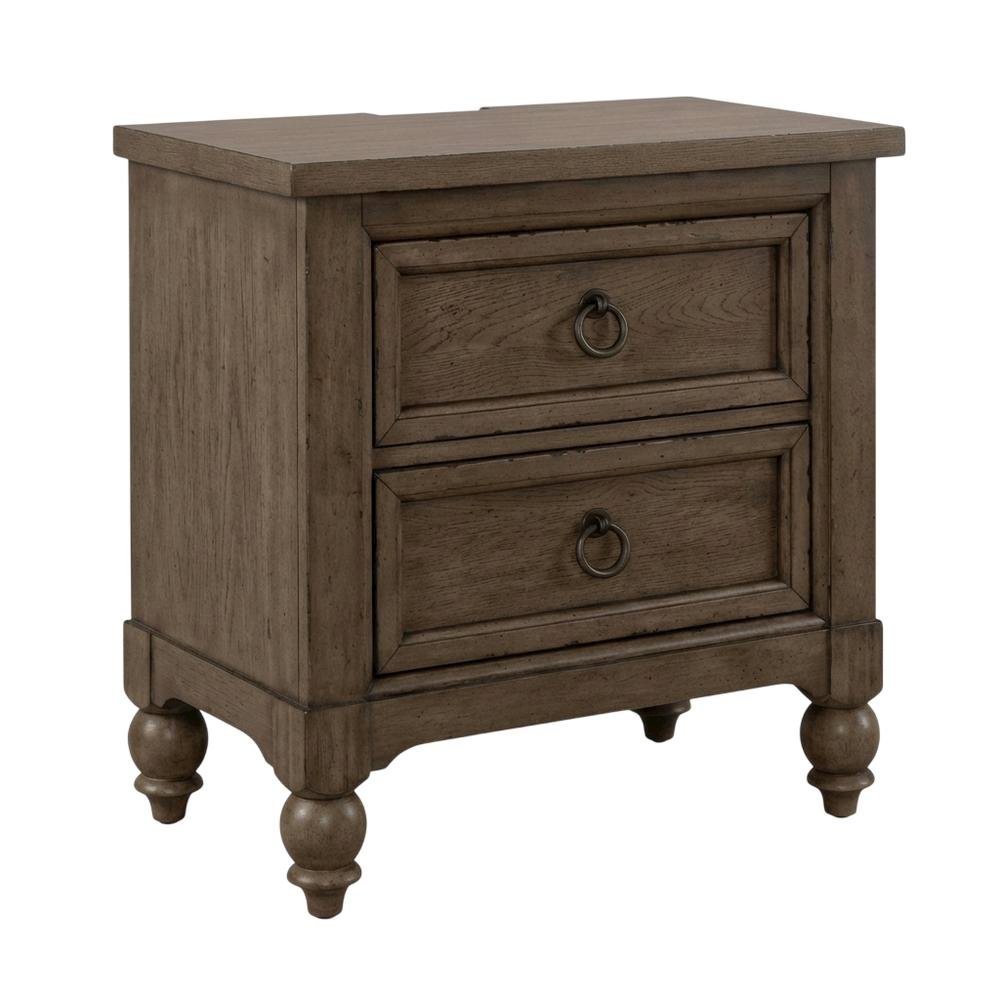 Dusty Taupe Nightstand with Charging Station and Modern Design