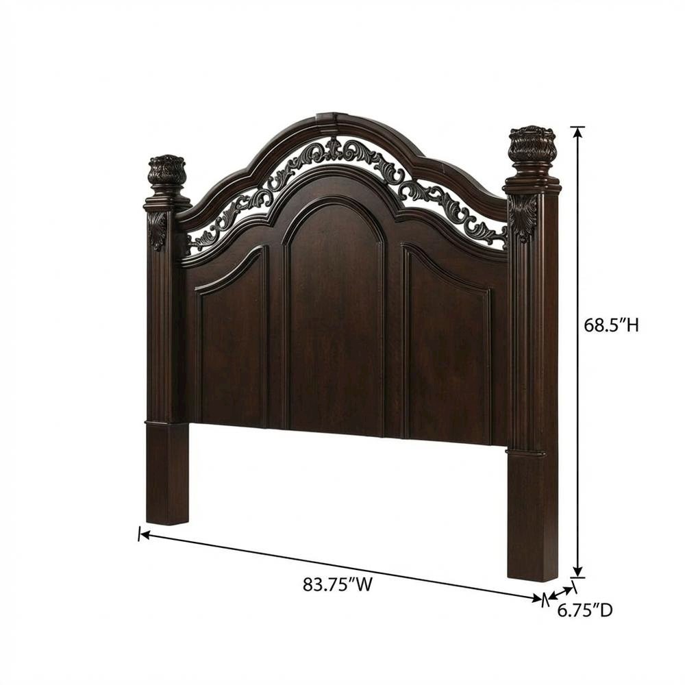 Cognac King Poster Headboard Solid and Manufactured Wood Traditional Design