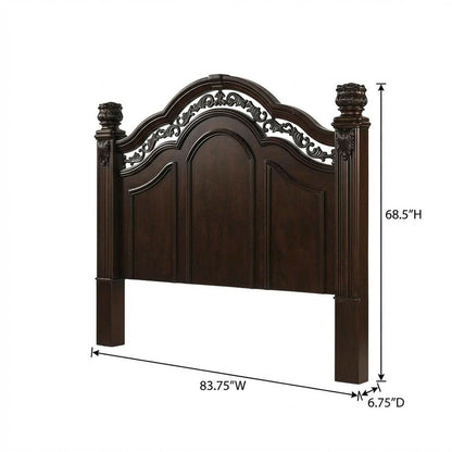Cognac King Poster Headboard Solid and Manufactured Wood Traditional Design