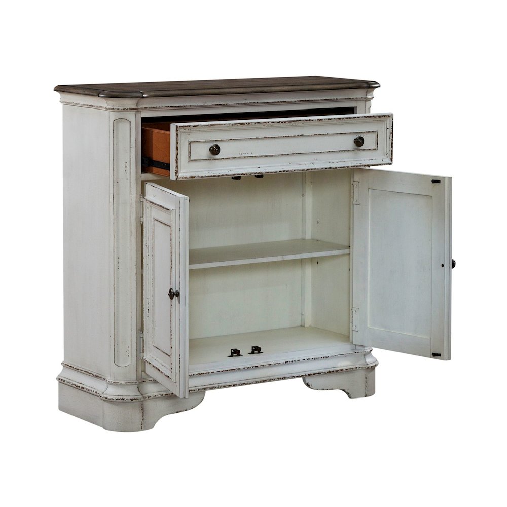 Accent Cabinet European Home Storage - Antique White & Weathered Bark Oak