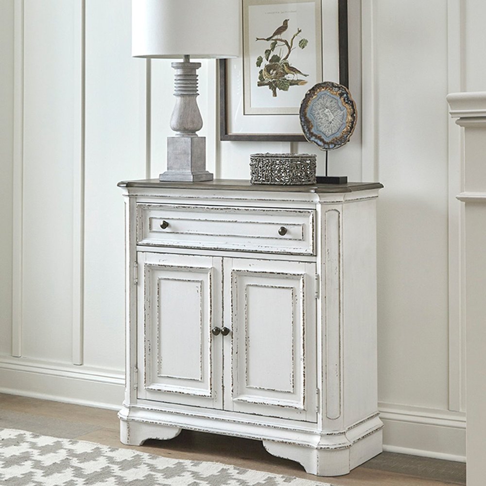Accent Cabinet European Home Storage - Antique White & Weathered Bark Oak