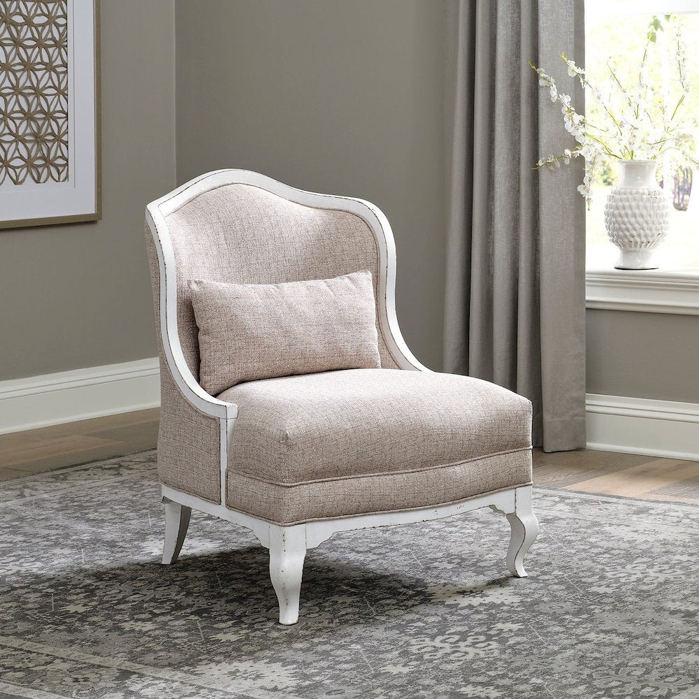 Magnolia Manor Home Accent Chair - Chateau Antique White Wood Frame