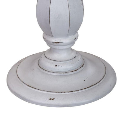 Antique White Accent Table with Round Top, Rustic Side Table Style