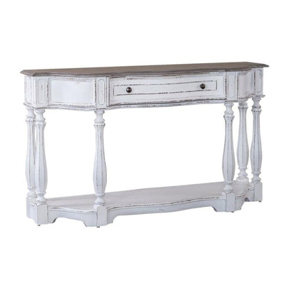 Antique White Console Table with Drawer and Bottom Shelf for Hallway