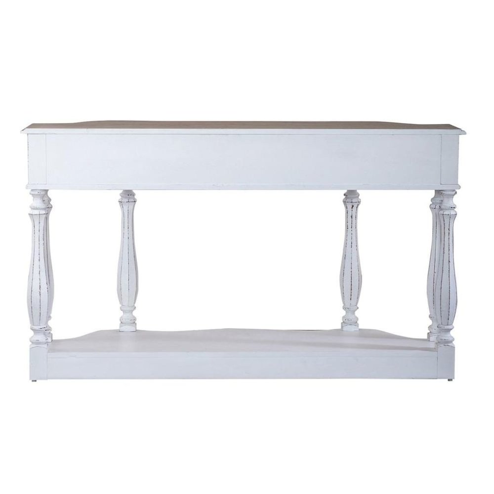 Antique White Console Table with Drawer and Bottom Shelf for Hallway