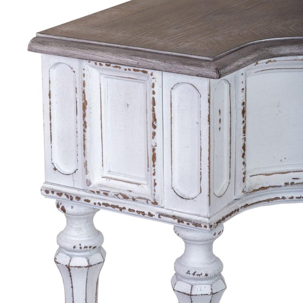 Antique White Console Table with Drawer and Bottom Shelf for Hallway