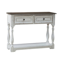 Manor 42 Inch Hall Console Table  Storage - Antique White & Weathered Bark