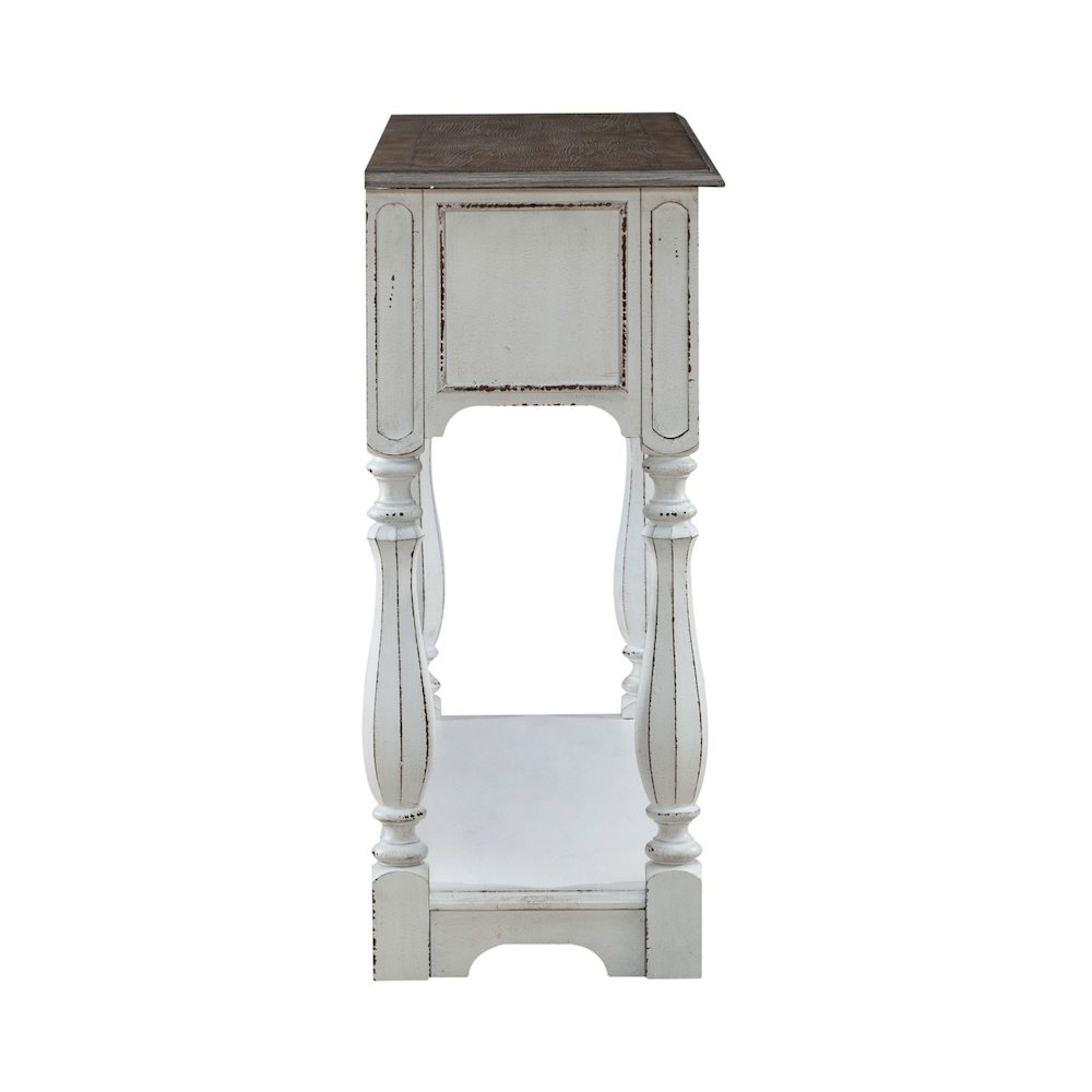 Manor 42 Inch Hall Console Table  Storage - Antique White & Weathered Bark