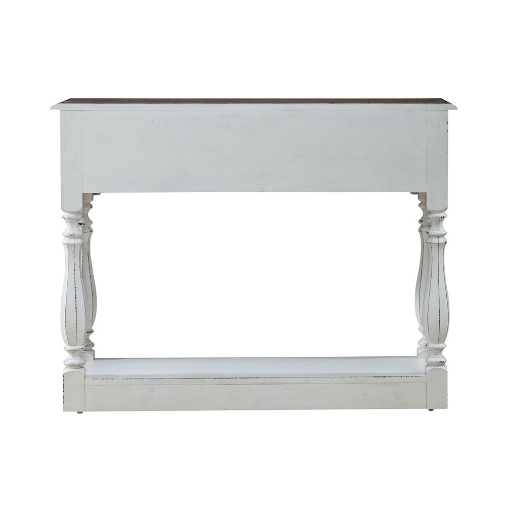 Manor 42 Inch Hall Console Table  Storage - Antique White & Weathered Bark