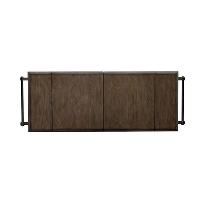 Bar Cart European Home Kitchen Island with Flip Top - Antique White Oak Wood