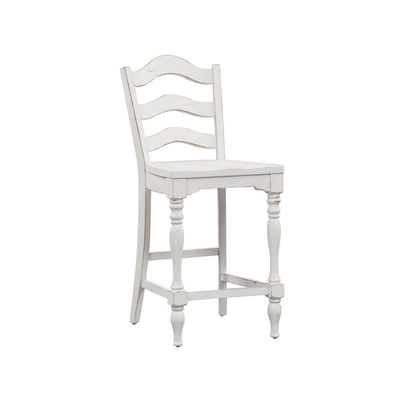 Magnolia Manor Ladder Back Counter Chair (RTA)-Set of 2 in Antique White
