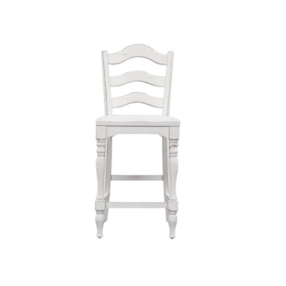 Magnolia Manor Ladder Back Counter Chair (RTA)-Set of 2 in Antique White