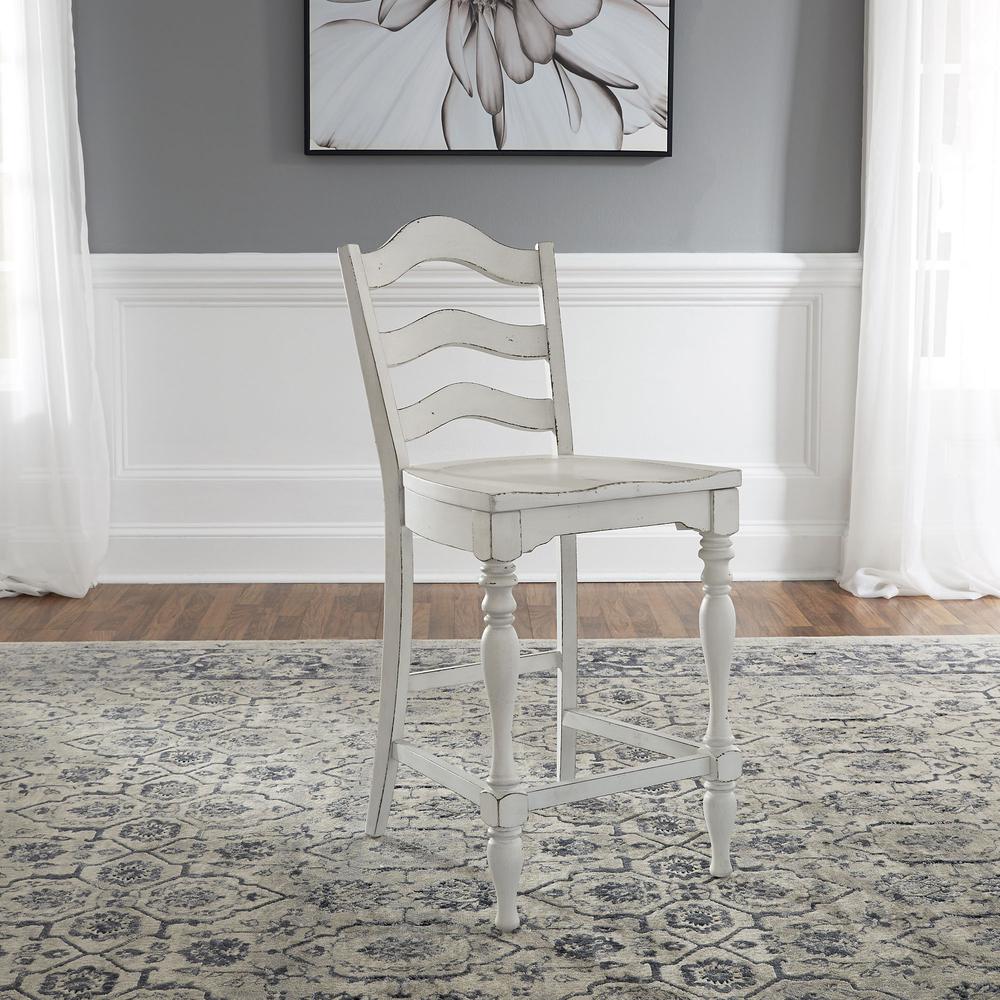 Magnolia Manor Ladder Back Counter Chair (RTA)-Set of 2 in Antique White