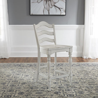 Magnolia Manor Ladder Back Counter Chair (RTA)-Set of 2 in Antique White