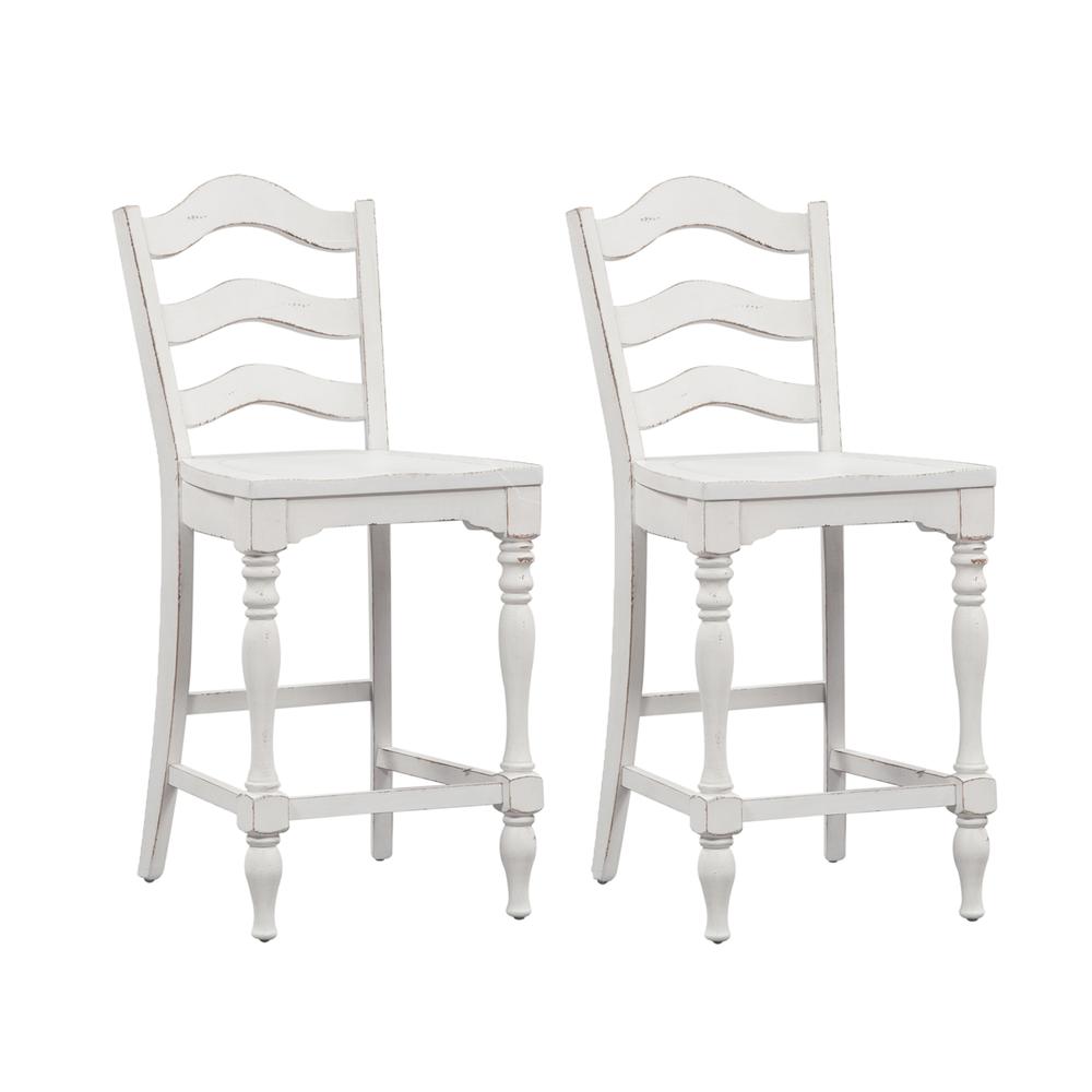 Magnolia Manor Ladder Back Counter Chair (RTA)-Set of 2 in Antique White