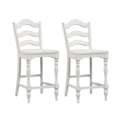 Magnolia Manor Ladder Back Counter Chair (RTA)-Set of 2 in Antique White