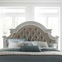 Magnolia Manor Queen Upholstered Panel Headboard in Antique White