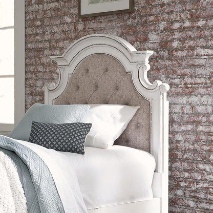 Magnolia Manor Full Upholstered Panel Headboard in Antique White