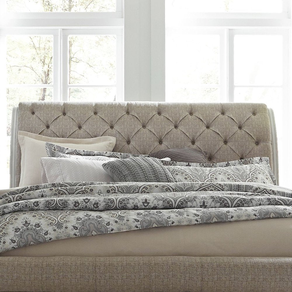 Magnolia Manor Queen Upholstered Sleigh Bed Headboard - Antique White