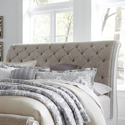 Magnolia Manor Queen Upholstered Sleigh Bed Headboard - Antique White