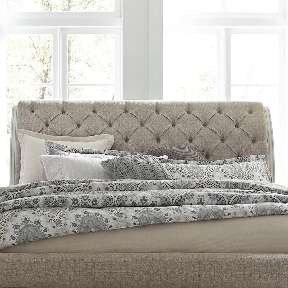 Magnolia Manor King Upholstered Sleigh Bed Headboard - Antique White