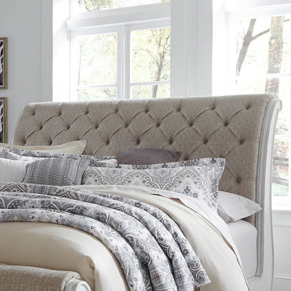 Magnolia Manor King Upholstered Sleigh Bed Headboard - Antique White