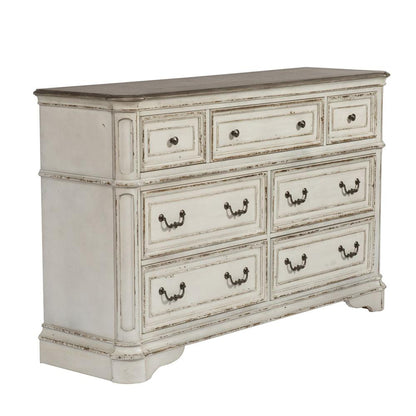 Magnolia Manor 7 Drawer Dresser in Antique White