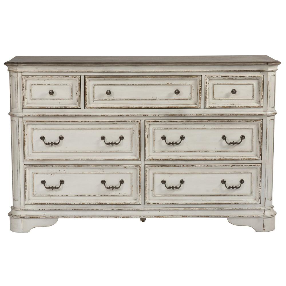 Magnolia Manor 7 Drawer Dresser in Antique White