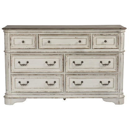 Magnolia Manor 7 Drawer Dresser in Antique White