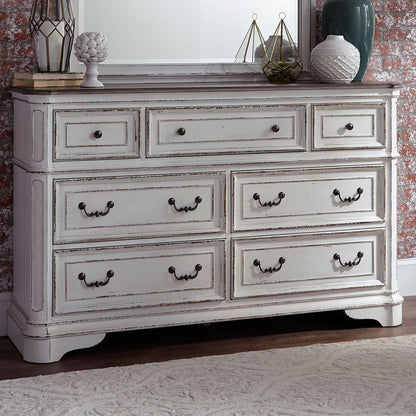 Magnolia Manor 7 Drawer Dresser in Antique White