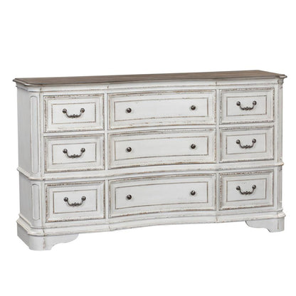 Magnolia Manor 9 Drawer Dresser in Antique White