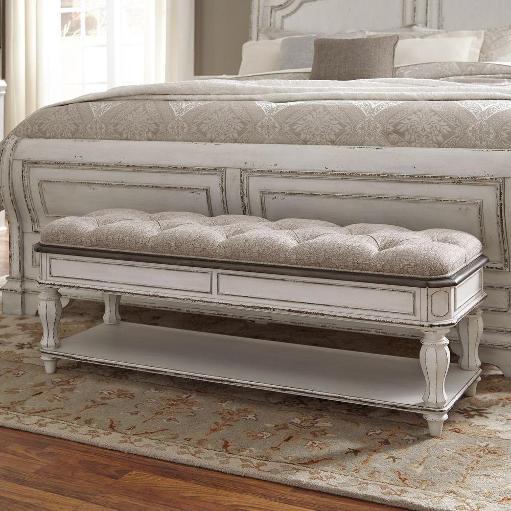 Magnolia Manor Bed Bench in Antique White