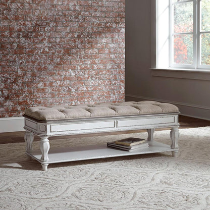 Magnolia Manor Bed Bench in Antique White
