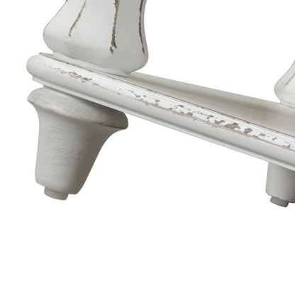 White Antique Bedroom Bench With Storage Shelf, End of Bed Accent Seat