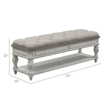 White Antique Bedroom Bench With Storage Shelf, End of Bed Accent Seat