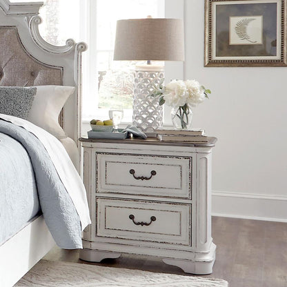Magnolia Manor 2 Drawer Night Stand in Antique White