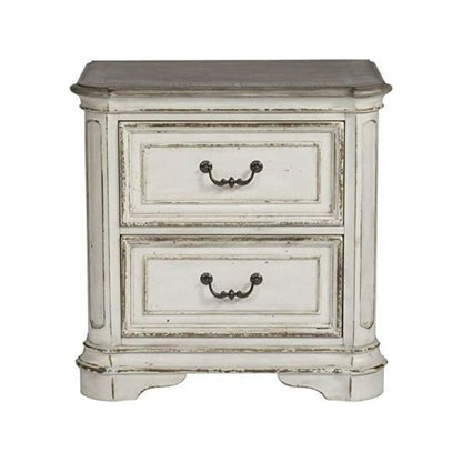 Antique White Nightstand with 2 Drawers, Vintage Bedroom Accent Piece