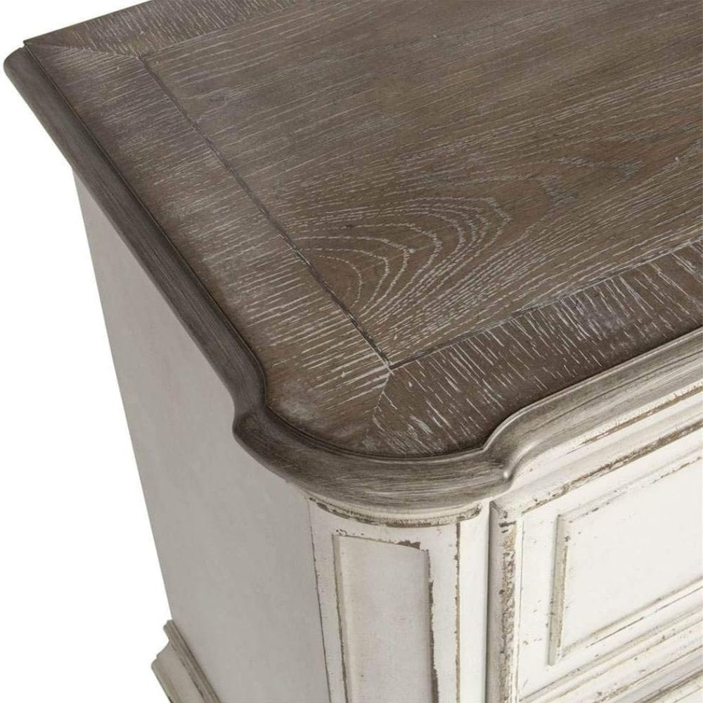 Antique White Nightstand with 2 Drawers, Vintage Bedroom Accent Piece