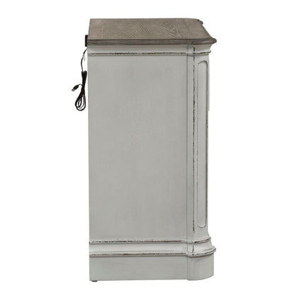 Magnolia Manor 3 Drawer Bedside Chest w/ Charging Station in Antique White