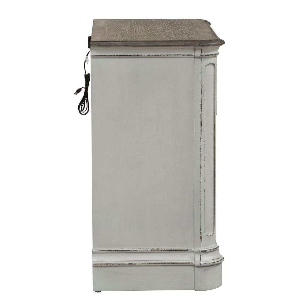 Magnolia Manor 3 Drawer Bedside Chest w/ Charging Station in Antique White