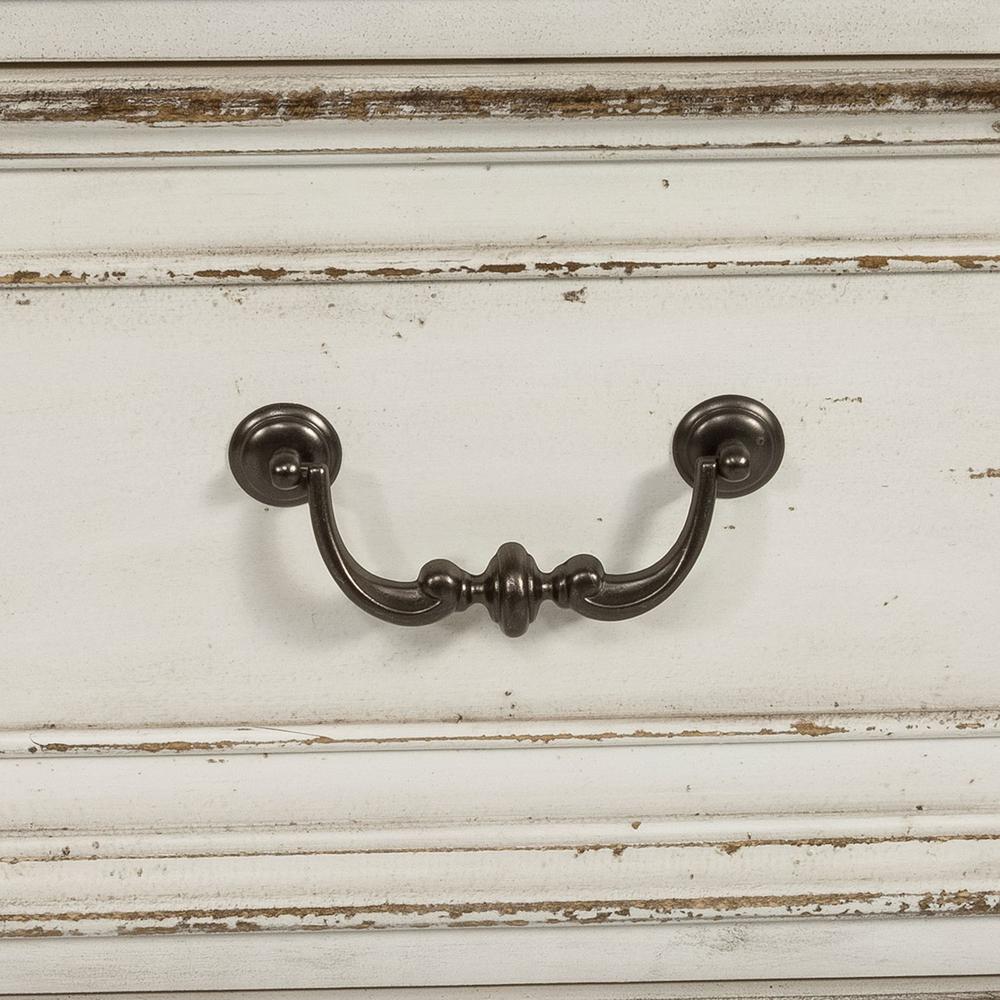 Magnolia Manor 3 Drawer Bedside Chest w/ Charging Station in Antique White