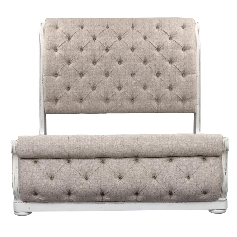 Magnolia Manor King California Upholstered Sleigh Bed in Antique White