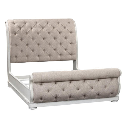Magnolia Manor King California Upholstered Sleigh Bed in Antique White