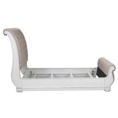 Magnolia Manor King California Upholstered Sleigh Bed in Antique White