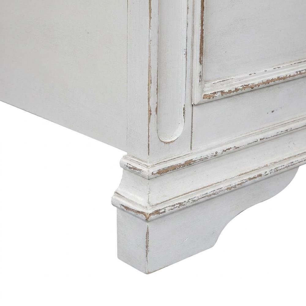 Solid Wood King Bed Frame and Headboard, European Traditional Panel Bed, White
