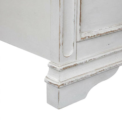 Solid Wood King Bed Frame and Headboard, European Traditional Panel Bed, White