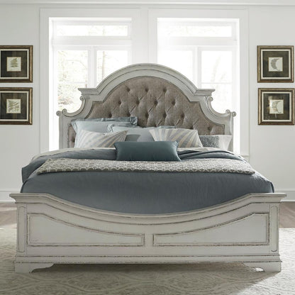 Magnolia Manor King Upholstered Bed in Antique White